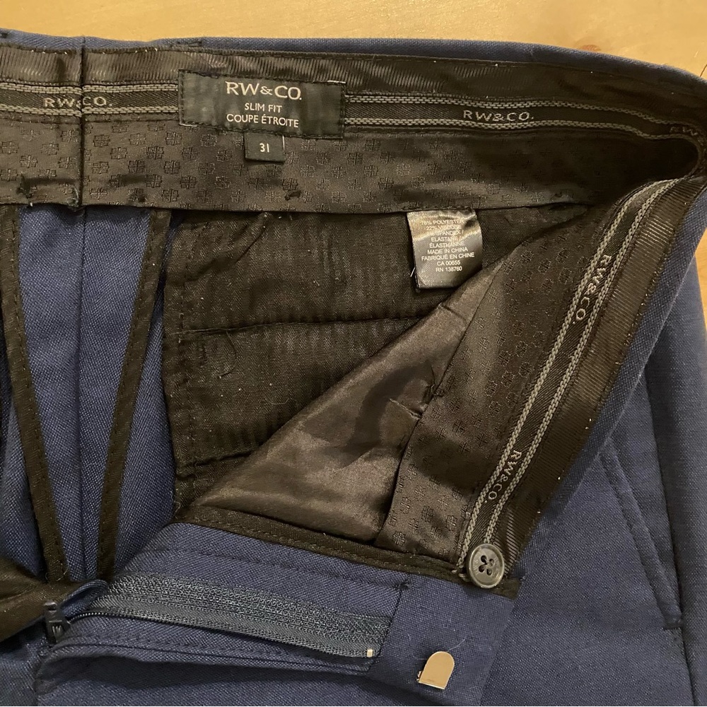 AS SEEN ON TV- RW&Co. Dark Blue slim men’s pants, size 31w - Picture 6 of 6